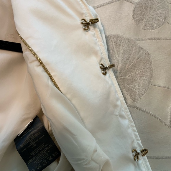 SOLD Burberry Prorsum $1795 White Collarless Cotton Blazer 44 Made in Italy - Picture 9 of 12